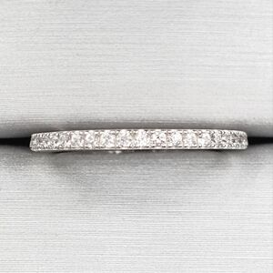 10k Solid White Gold Genuine Zircon Wedding Band Ring